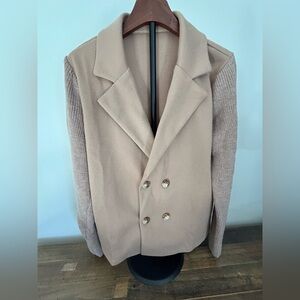 New Knit Sleeve Blazer Jacket | Size XL | Neutral Beige